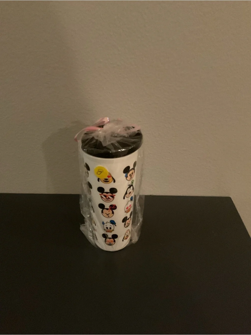 Tupperware White with Mickey and friends Character Travel Tumbler with Black Lid